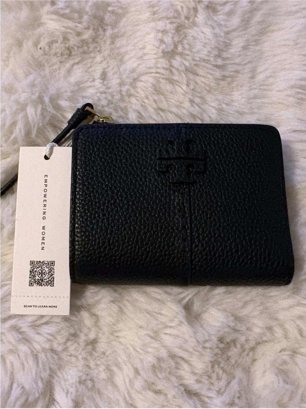 TORY BURCH McGraw Bi-Fold Wallet Black Leather NWT Bifold